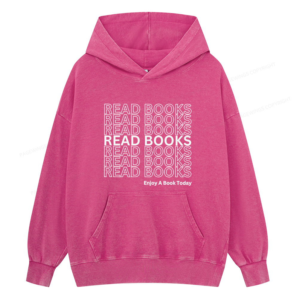 Pagewings Read Books Librarian Unisex Washed Hoodie