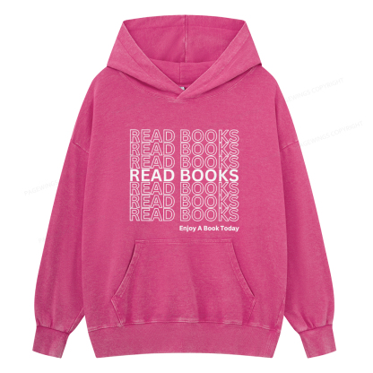 Pagewings Read Books Librarian Unisex Washed Hoodie