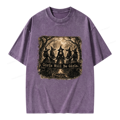 Pagewings Girls Will Be Girls Unisex Washed T-shirt