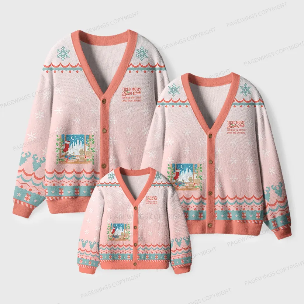 Pagewings Tired Moms Book Club Unisex Ugly Cardigan Sweaters