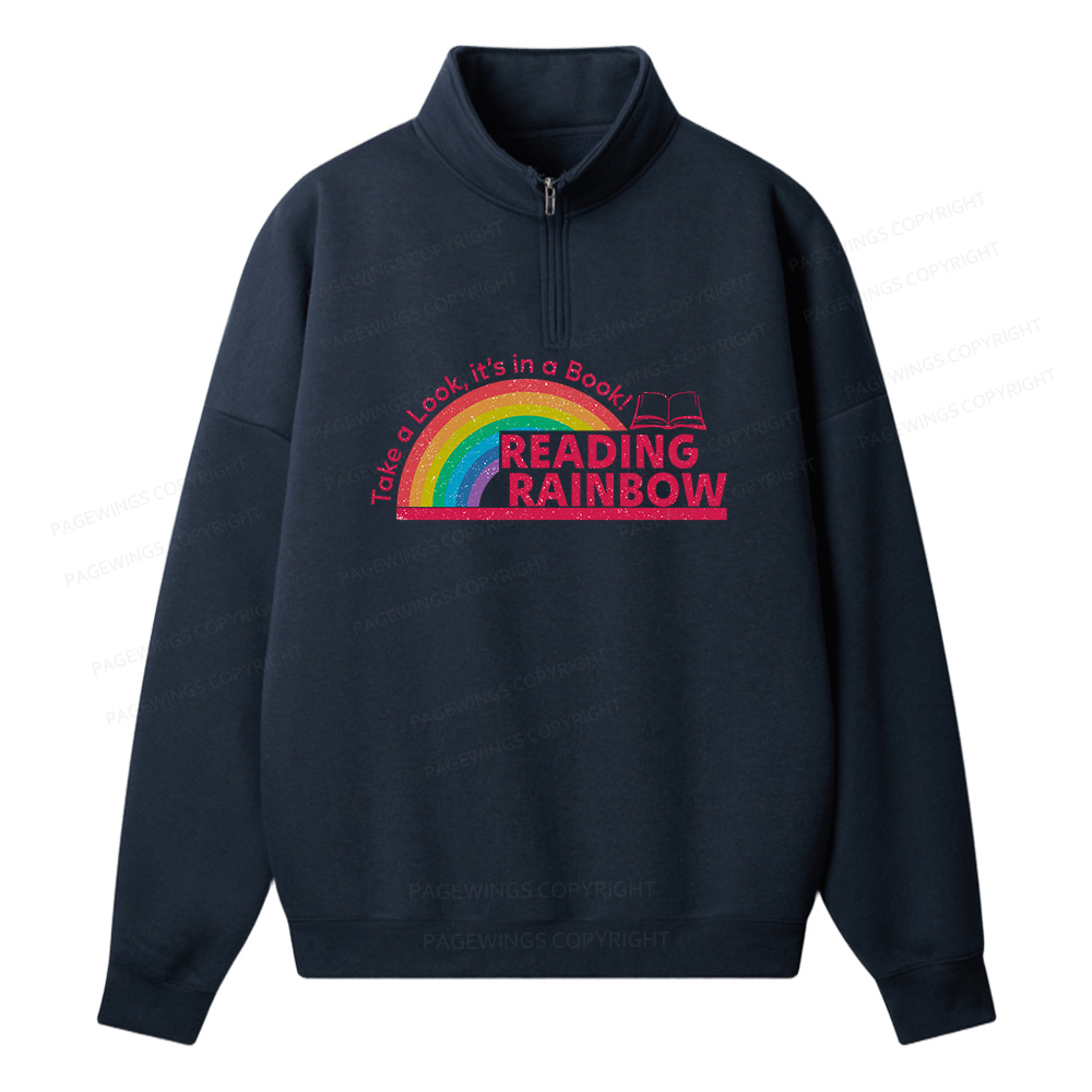 Pagewings Reading Rainbow Unisex Half Zip Fleece Sweatshirt 