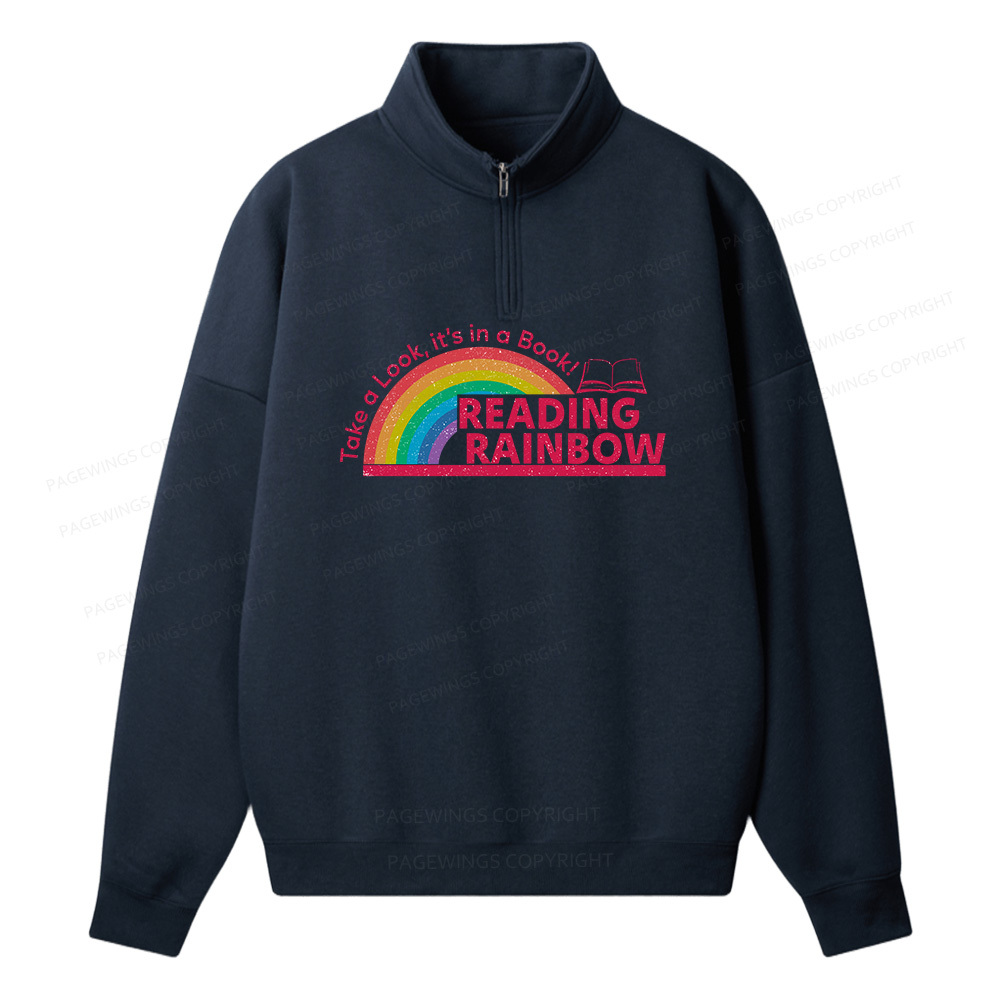 Pagewings Reading Rainbow Unisex Half Zip Fleece Sweatshirt 