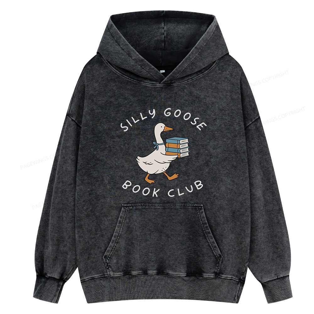Pagewing Silly Goose Book Club Unisex Washed Hoodie