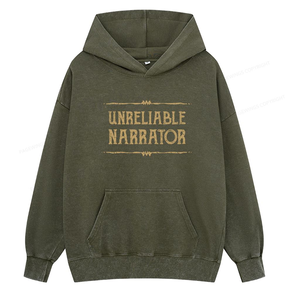 Pagewings Unreliable Narrator Unisex Washed Hoodie