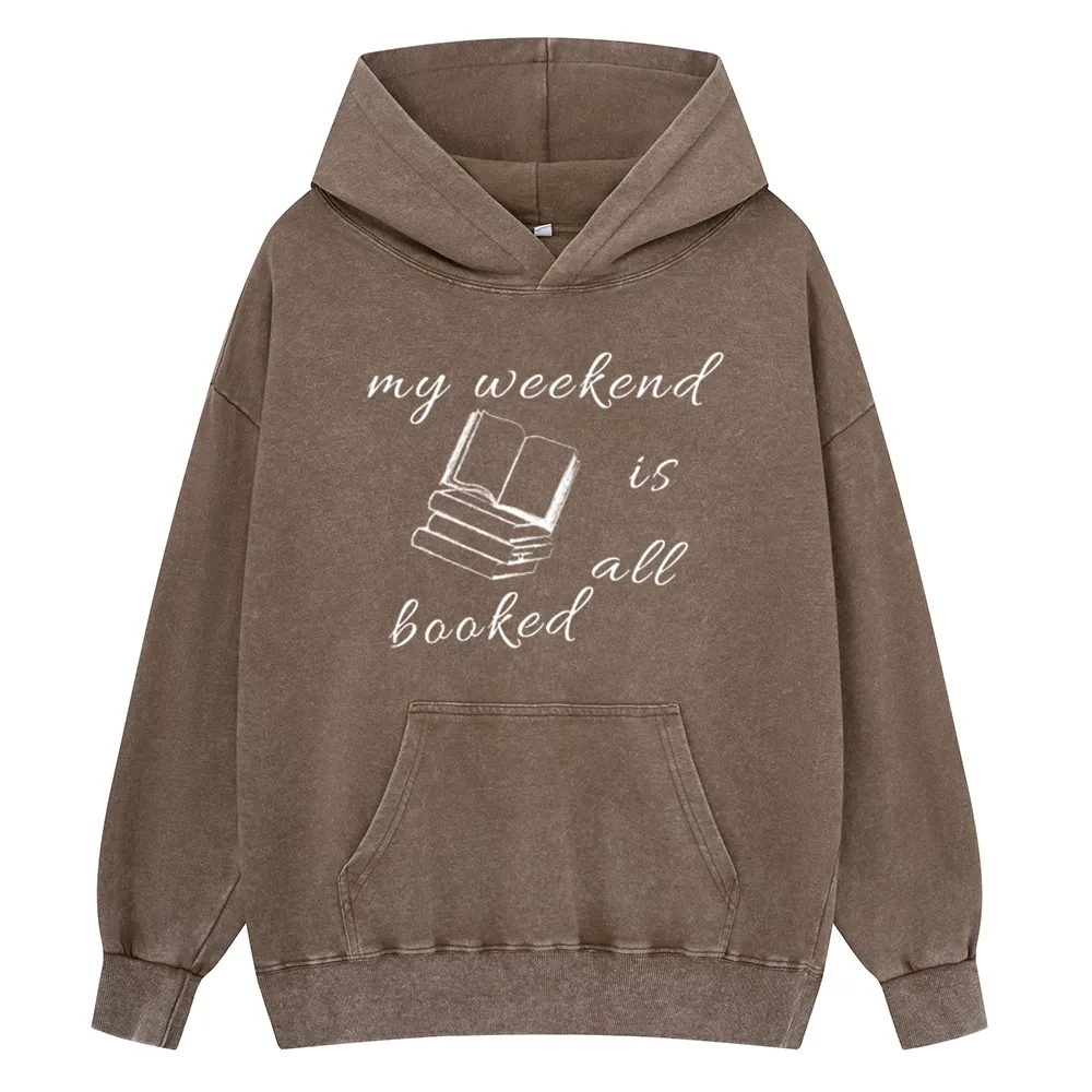 Pagewings My Weekend Is All Booked Unisex Washed Hoodie