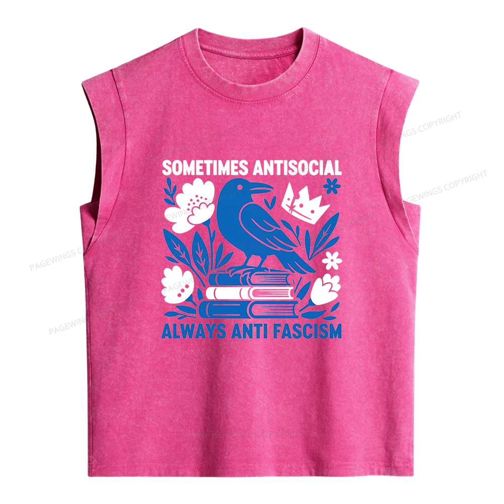 Pagewings Anti Fascism Women's Washed Tank Top