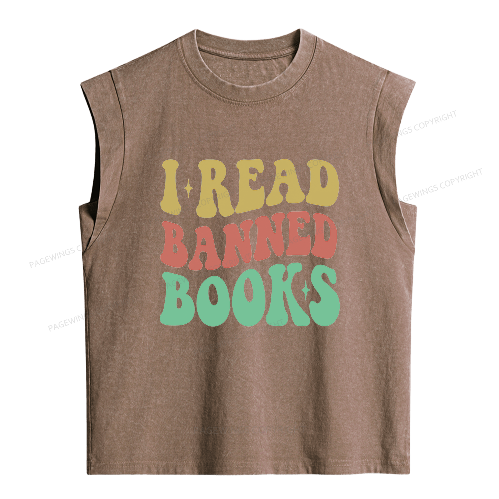 Pagewings I Read Banned Books Women's Washed Tank Top