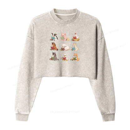 Pagewing Farm Animals Reading Washed Crop Sweatshirt