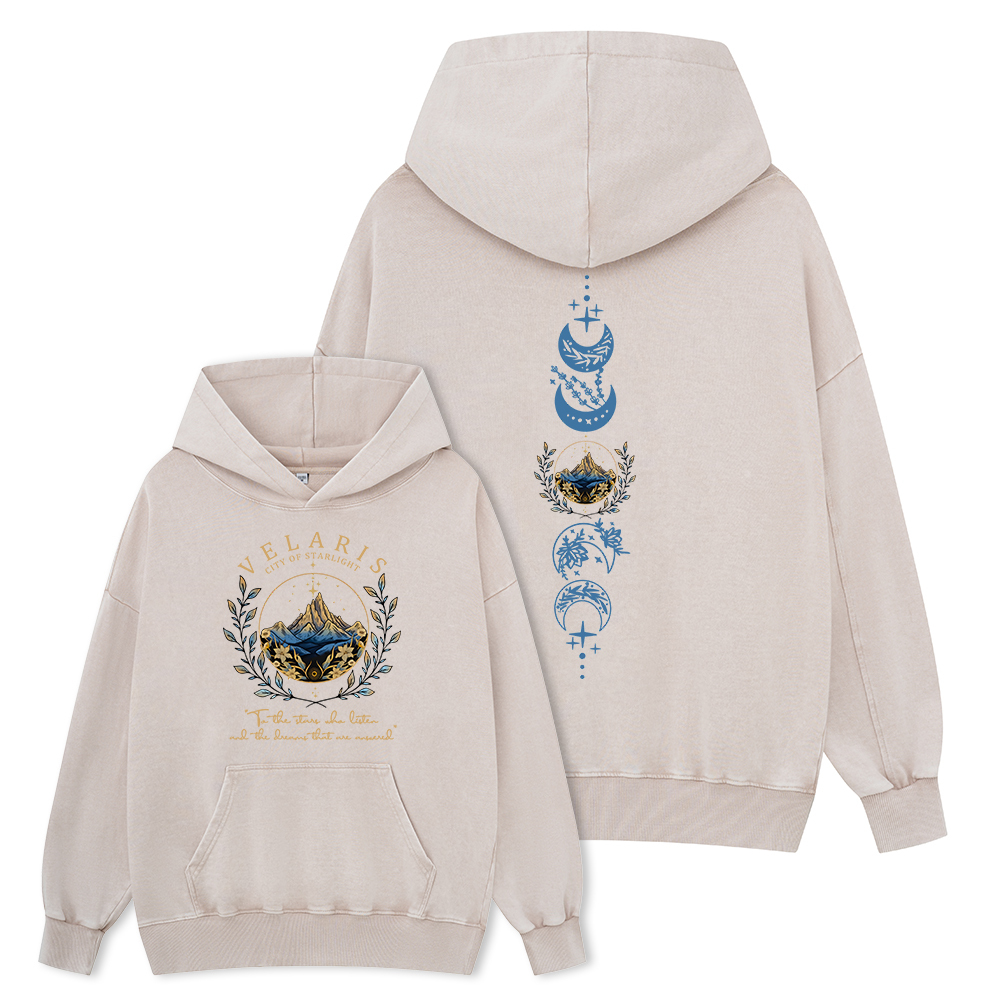 Pagewings Velaris City Of Starlight Unisex Washed Hoodie