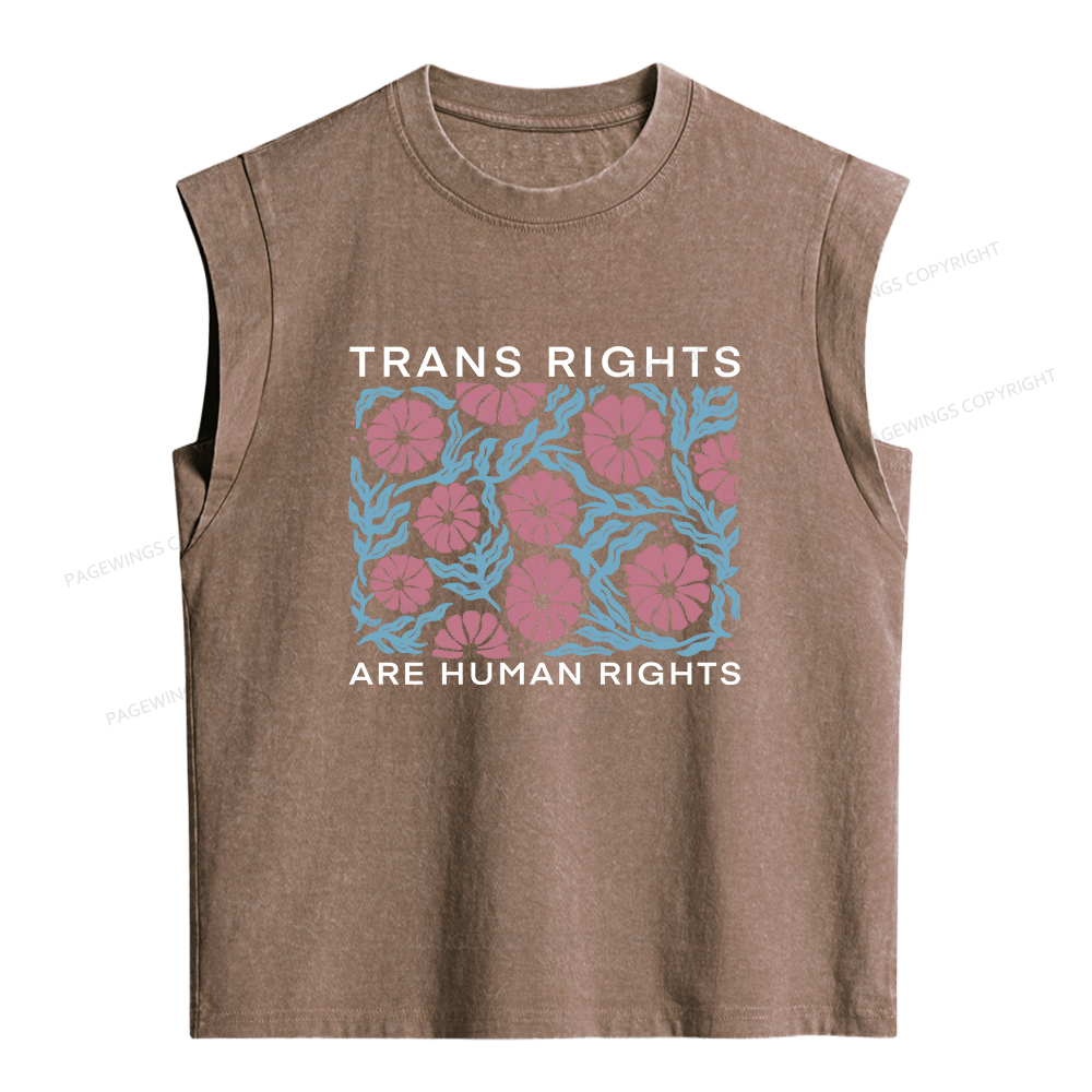 Pagewings Trans Rights Are Human Rights Women's Washed Tank Top