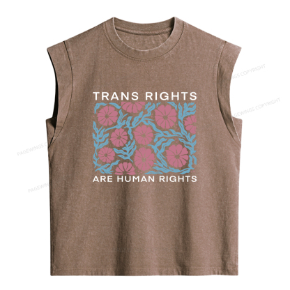 Pagewings Trans Rights Are Human Rights Women's Washed Tank Top