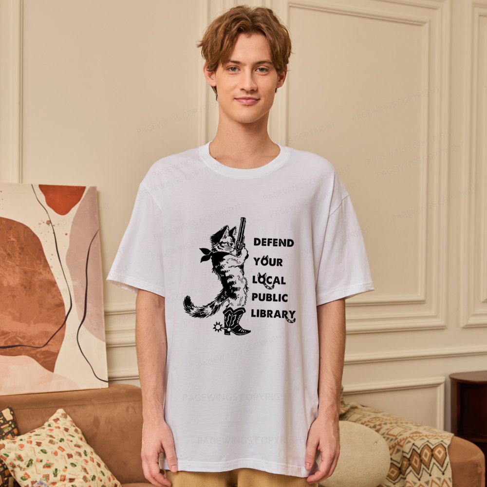 Pagewings Cat Defend Your Local Public Library Unisex Classic T-shirt