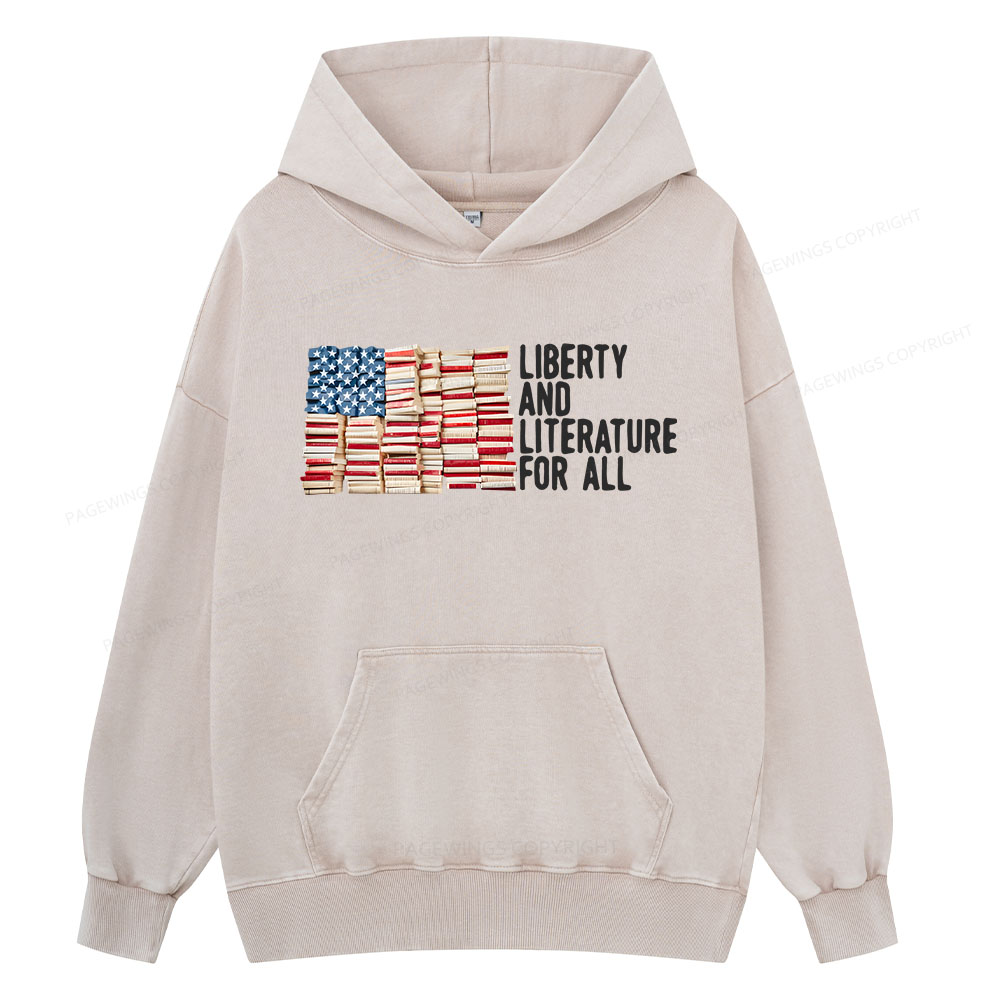 Pagewings Liberty And Literature For All Unisex Washed Hoodie