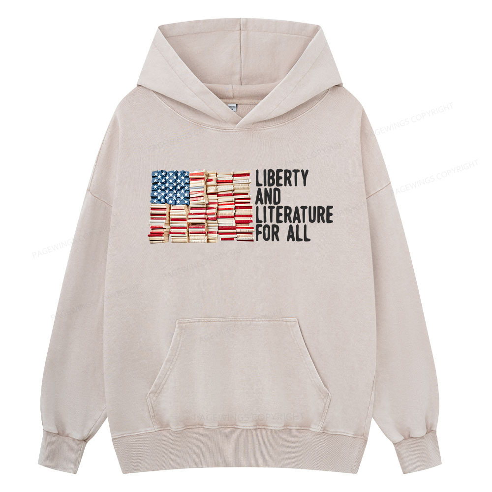 Pagewings Liberty And Literature For All Unisex Washed Hoodie