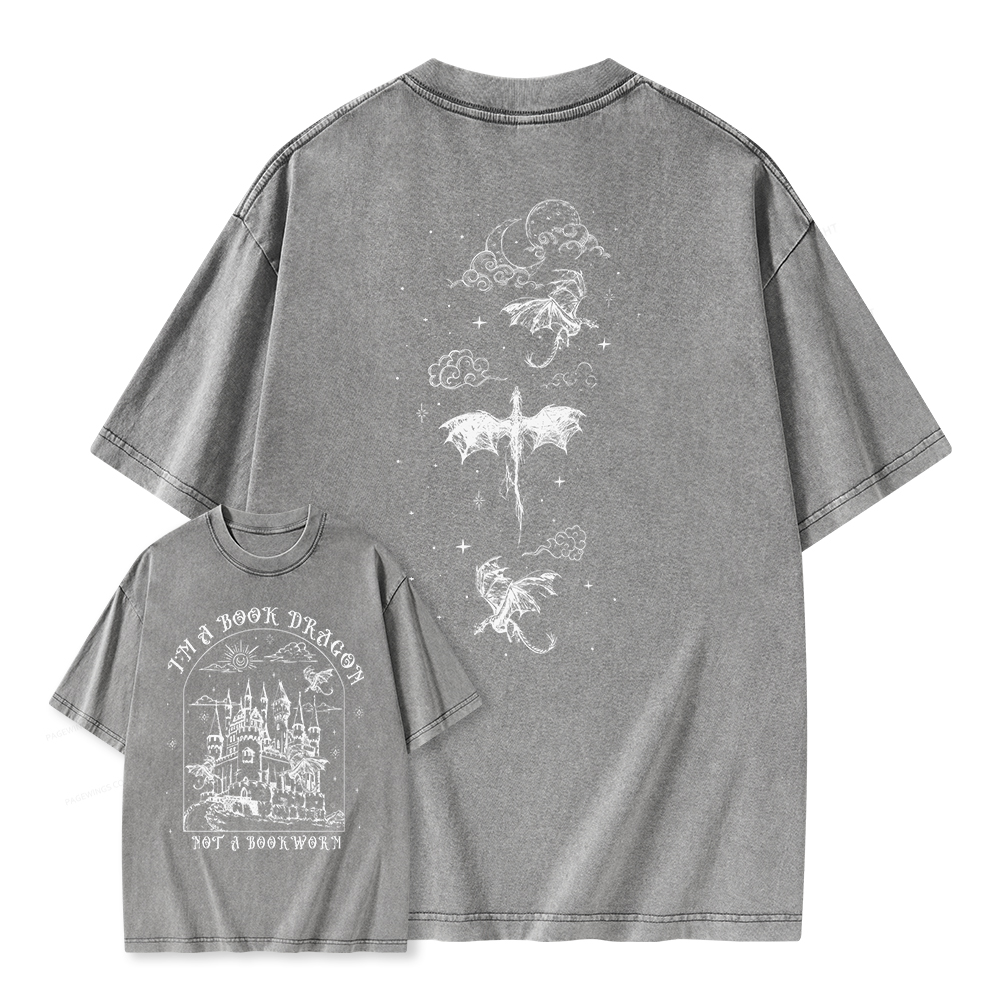 Pagewings I'm Not A Bookworm I'm A Book Dragon Unisex Washed T-shirt