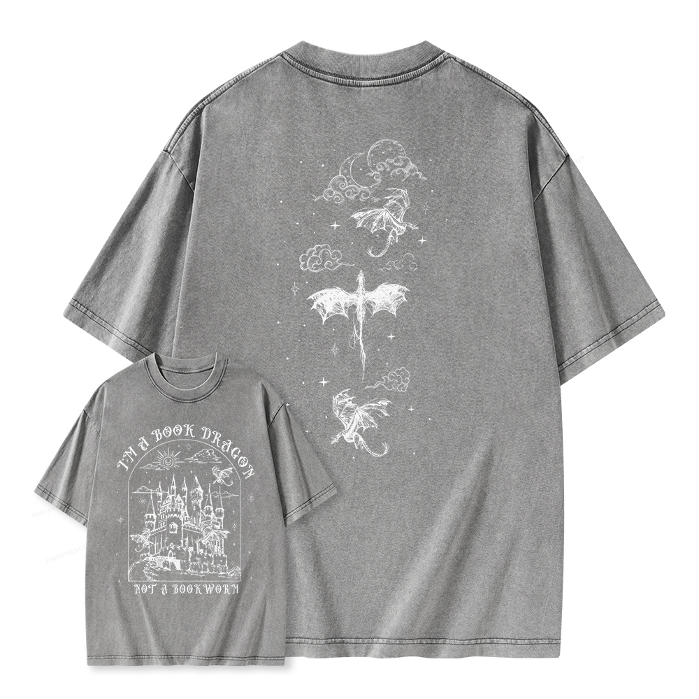 Pagewings I'm Not A Bookworm I'm A Book Dragon Unisex Washed T-shirt