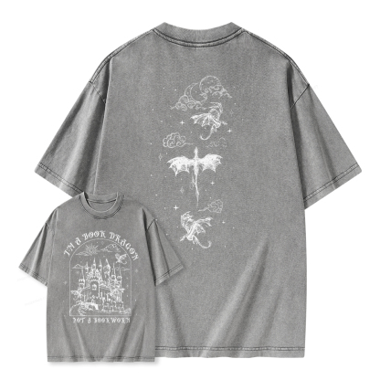Pagewings I'm Not A Bookworm I'm A Book Dragon Unisex Washed T-shirt