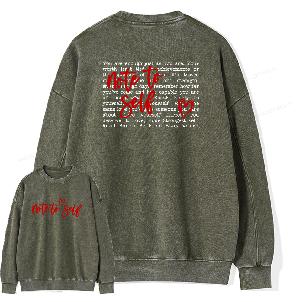 Pagewings Note To Self Unisex Washed Sweatshirt