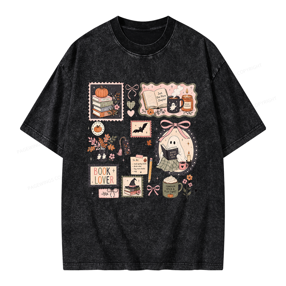 Pagewings Halloween Book Club Unisex Washed T-shirt