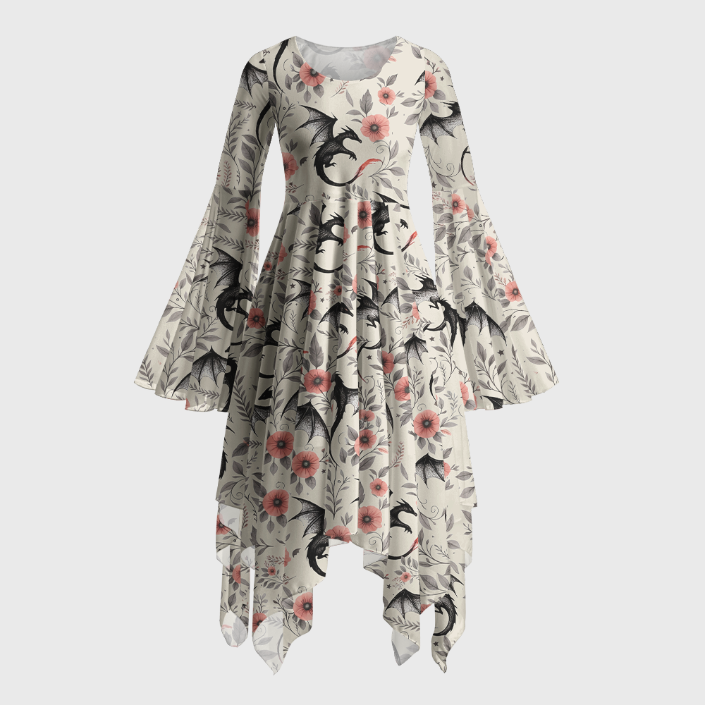 Pagewings Fantasy Book Lover Bell Sleeve Dress