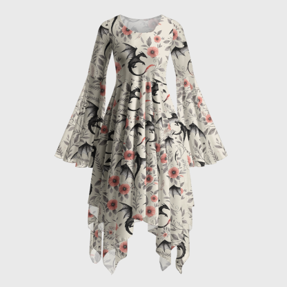 Pagewings Fantasy Book Lover Bell Sleeve Dress