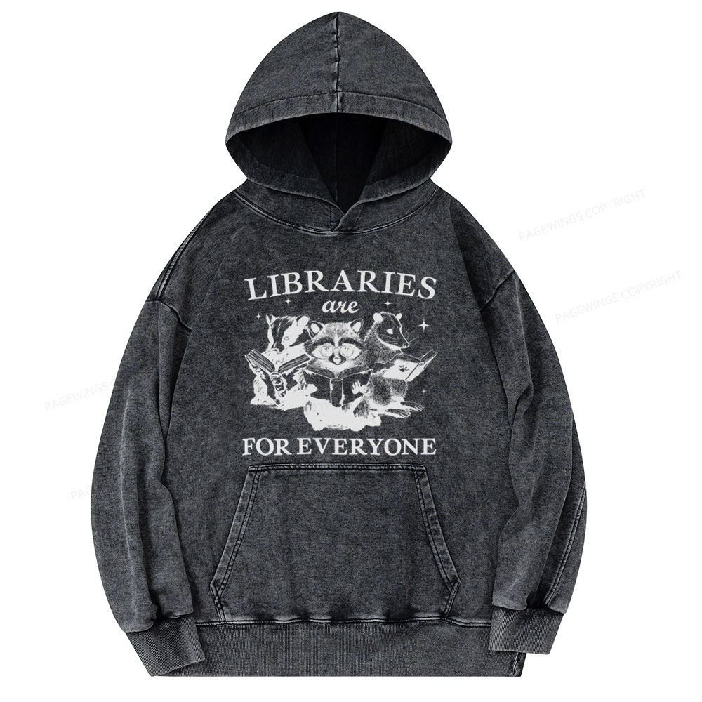 Pagewings Libraries Are For Everyone Unisex Washed Hoodie