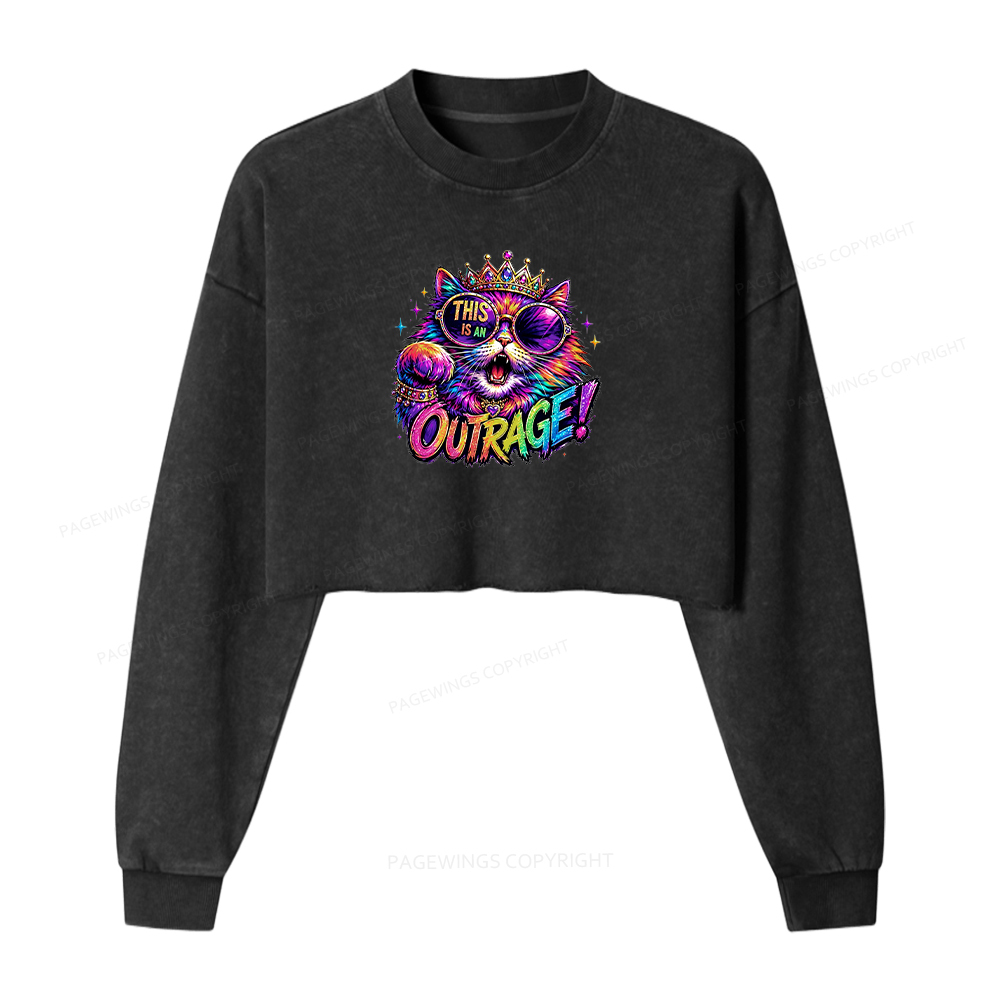 Pagewings Sci-Fi Book Lover Washed Crop Sweatshirt