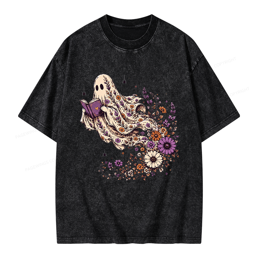 Pagewings Wildflower Ghost Unisex Washed T-shirt