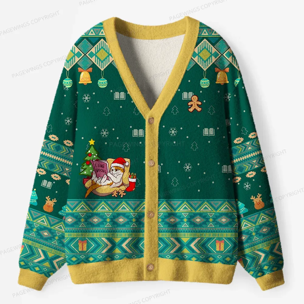 Pagewings I Love Books Unisex Ugly Cardigan Sweaters