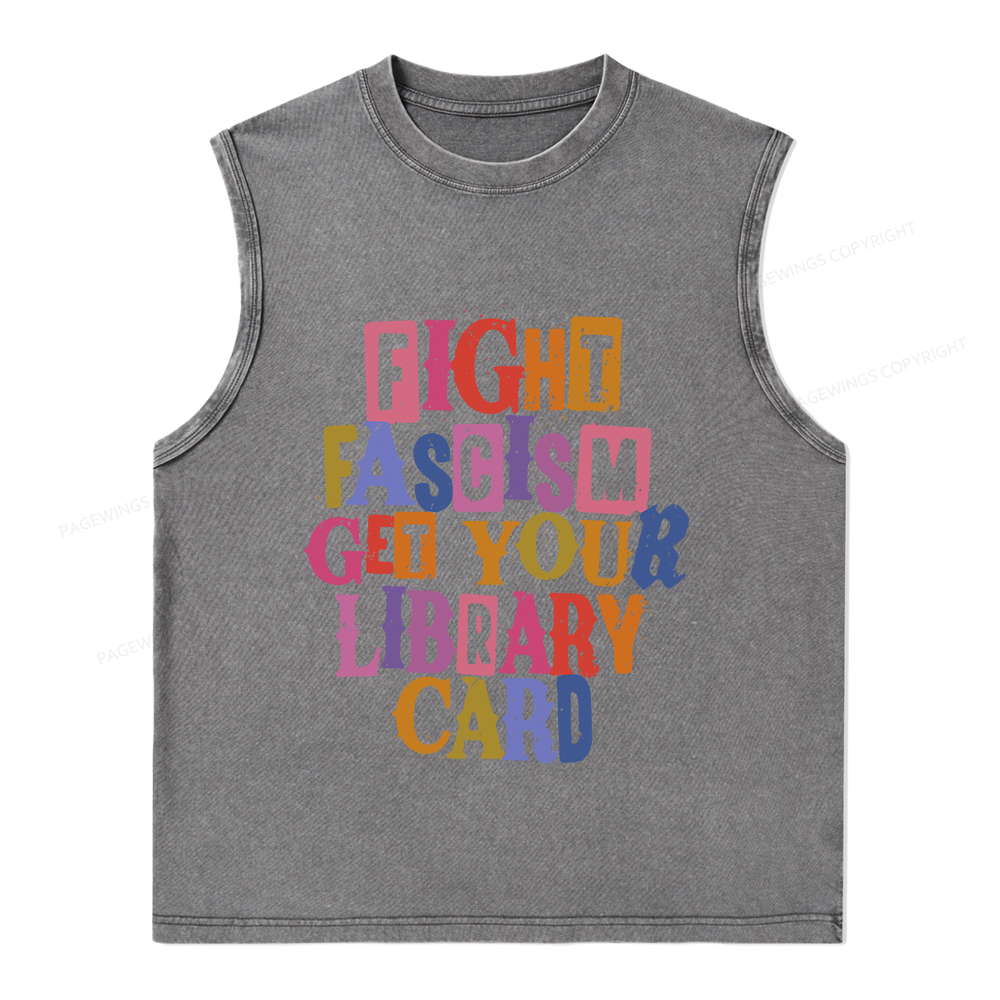 Pagewings Get Your Library Card Unisex Washed Tank Top