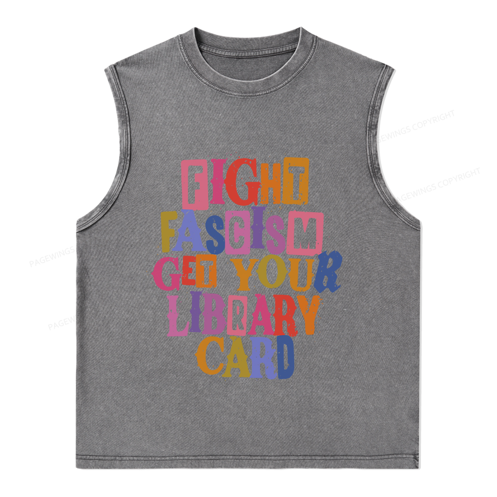 Pagewings Get Your Library Card Unisex Washed Tank Top