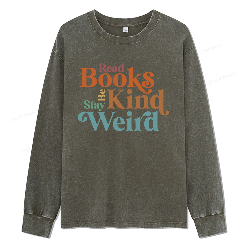 Pagewings Born To Read Bookish Unisex Washed Long Sleeve T-shirt