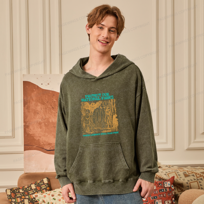 Pagewings Protect Our Parks Vintage Camping Unisex Washed Hoodie