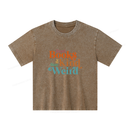 Pagewings Read Books Be Kind Stay Weird Unisex Kids Washed T-shirt