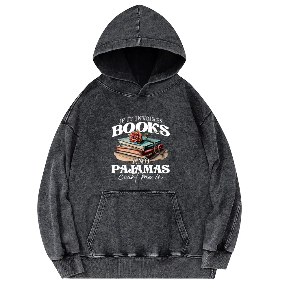 Pagewings Books And Pajamas Unisex Washed Hoodie