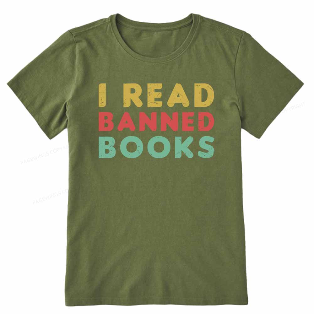 Pagewings Vintage I Read Banned Books Geek Readers T-Shirt Unisex Classic T-shirt