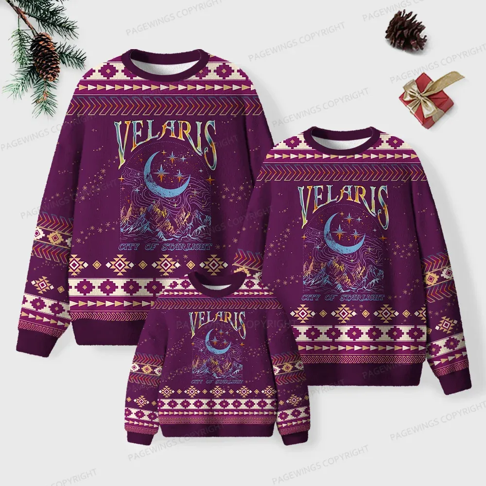 Pagewings Velaris City Of Starlight Unisex Ugly Knit Sweatshirt