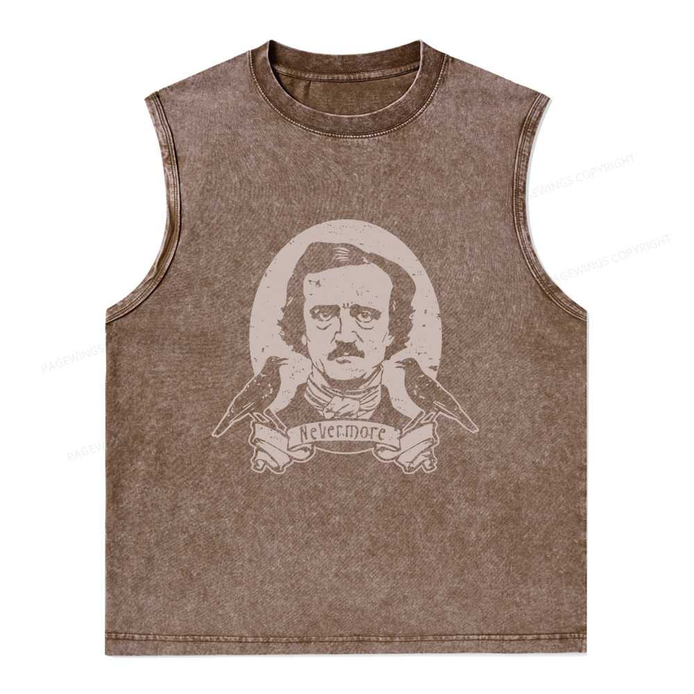 Pagewings Literary Vintage Stephen Allen King HP Lovecraft Book Unisex Washed Tank Top