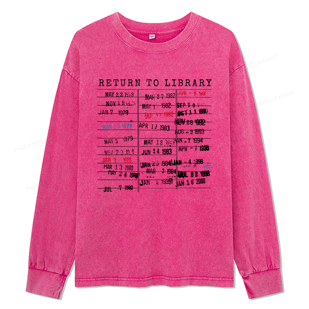Pagewings Return To Library Unisex Washed Long Sleeve T-shirt