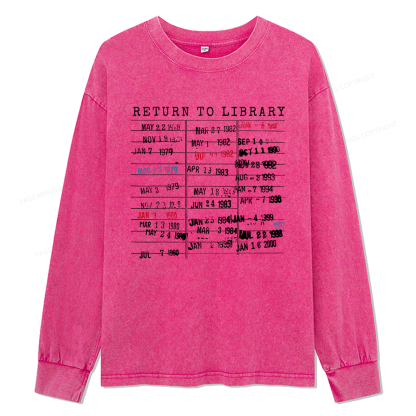 Pagewings Return To Library Unisex Washed Long Sleeve T-shirt