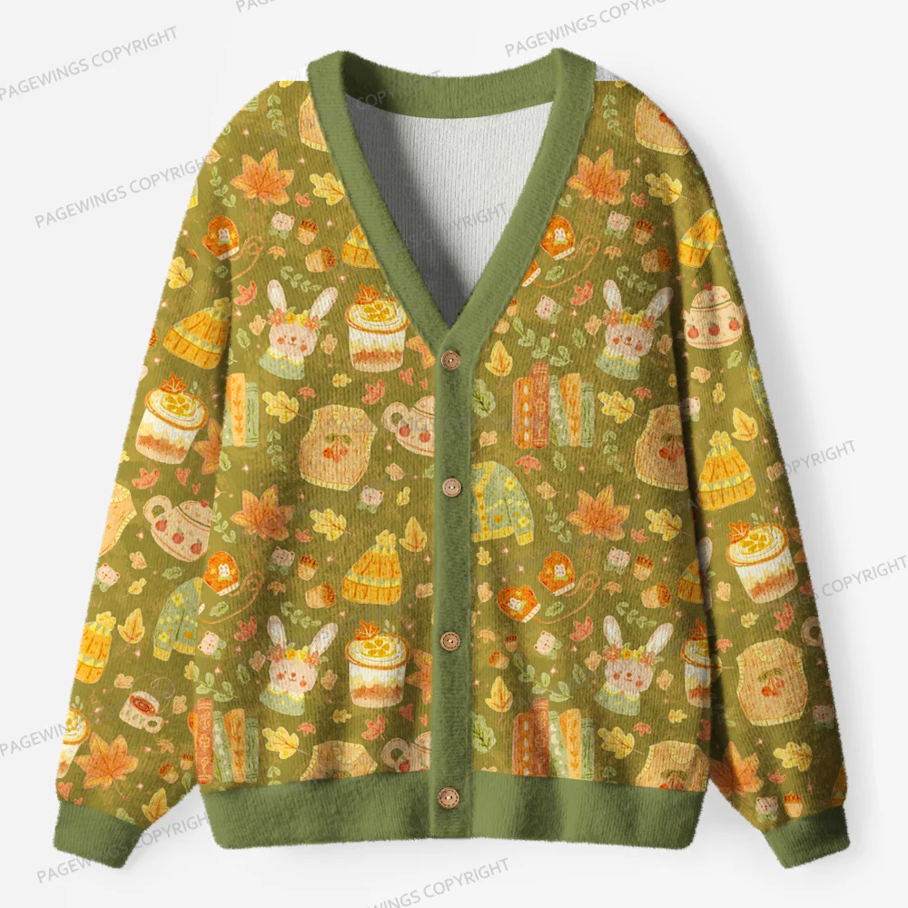 Pagewings Autumn Reading Unisex Ugly Cardigan Sweaters