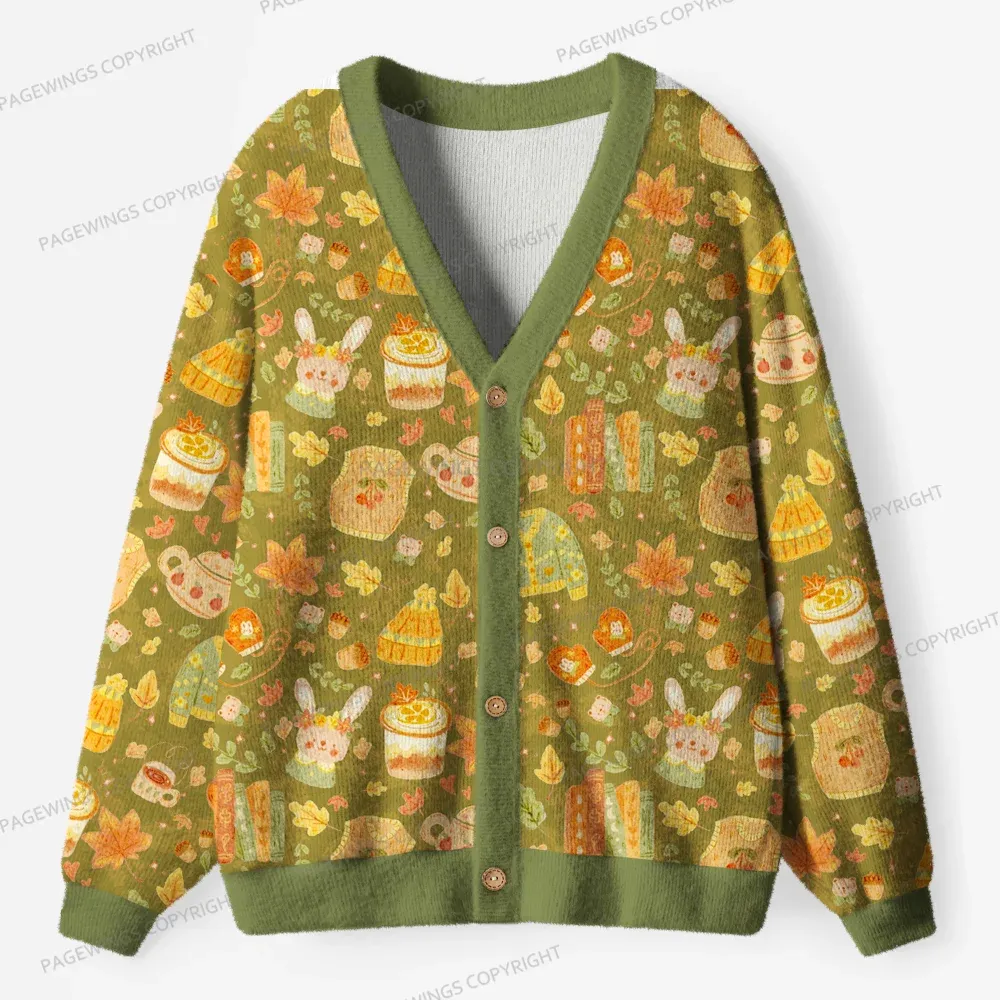 Pagewings Autumn Reading Unisex Ugly Cardigan Sweaters