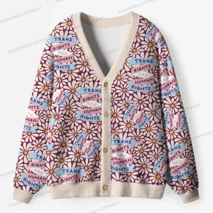 Pagewings Trans Rights Are Human Rights Unisex Ugly Cardigan Sweaters