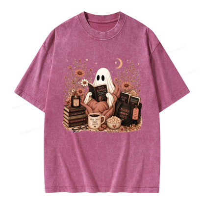Pagewings Smut Reading Ghost Unisex Washed T-shirt
