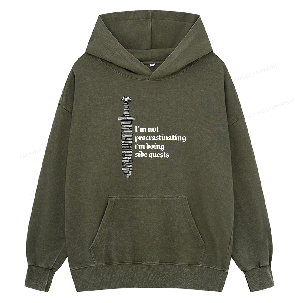 Pagewings I'm Doing Side Quests Unisex Washed Hoodie