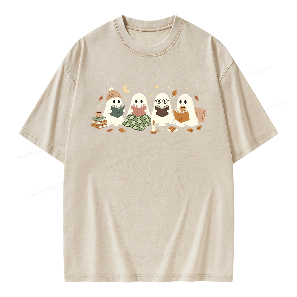 Pagewings Ghost Reading Club Unisex Washed T-shirt