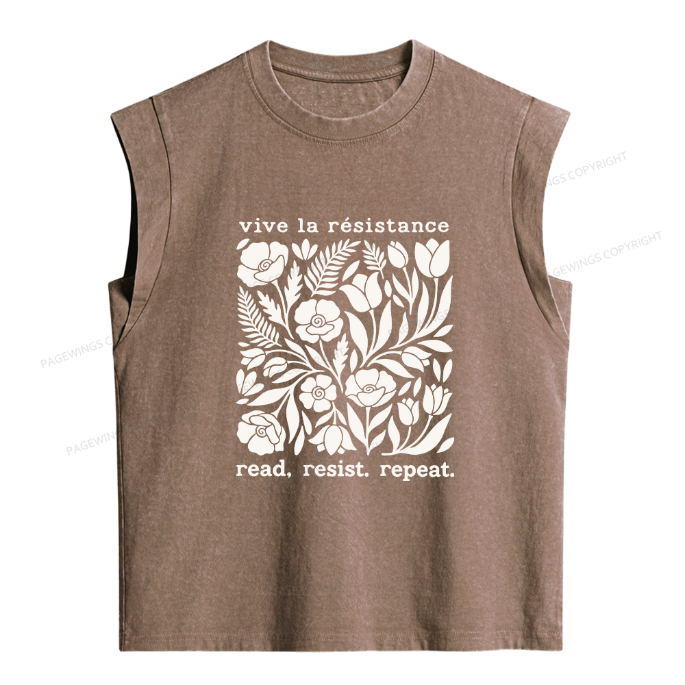 Pagewings Vive La Resistance Women's Washed Tank Top