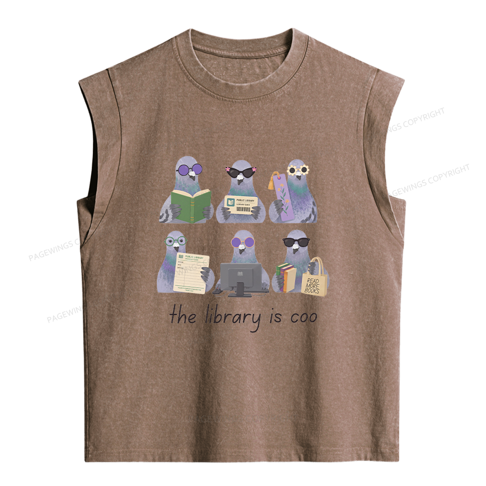 Pagewings Librarian Pigeon Women's Washed Tank Top
