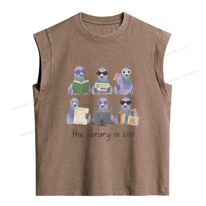 Pagewings Librarian Pigeon Women's Washed Tank Top