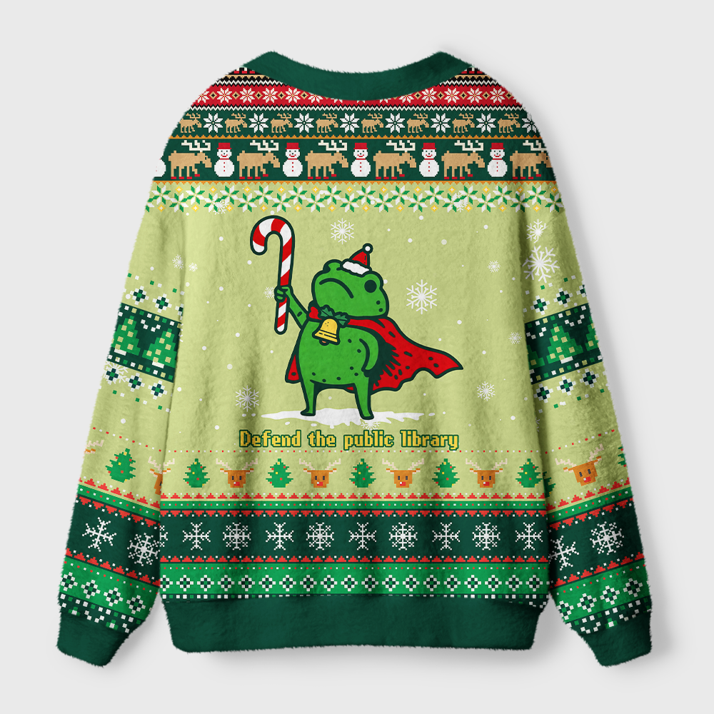 Pagewings Defend The Public Library Light Knit Unisex Cardigan Sweaters